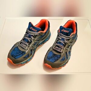 Asics Gel Kayano 28 Womens 7 Running Shoes Blue/Gray/Orange Athletic Sneakers